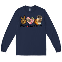 Navy peace love coffee Long Sleeve Tee - BarkalooDesign