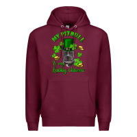 Burgundy st patricks day my pitbuli my lucky charm with hat Premium Hoodie - RanaPortraitStore