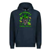 Navy st patricks day my pitbuli my lucky charm with hat Premium Hoodie - RanaPortraitStore