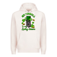 Pale Pink st patricks day my pitbuli my lucky charm with hat Premium Hoodie - RanaPortraitStore