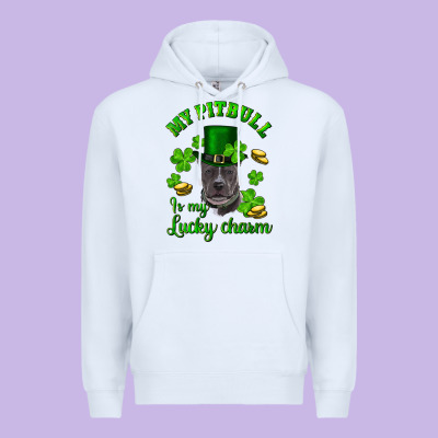 St Patricks Day My Pitbuli My Lucky Charm With Hat Premium Hoodie Designed By Ranaportraitstore