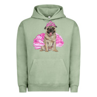 Pigment Oil Green balerina pug with tutu Urban Hoodie - RanaPortraitStore