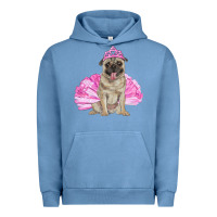 Pigment Pebble Blue balerina pug with tutu Urban Hoodie - RanaPortraitStore