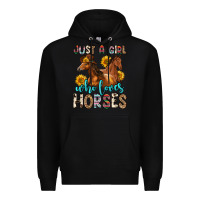 Black just a girl who loves horses Premium Hoodie - Zillion Design Studio