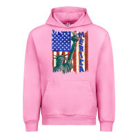 Fuchsia Pink usa flag with statue of liberty Urban Hoodie - texasbilliewilder