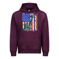 Mauve Wine usa flag with statue of liberty Urban Hoodie - texasbilliewilder
