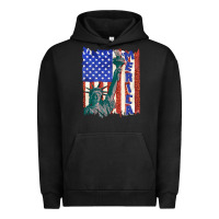 Pigment Black usa flag with statue of liberty Urban Hoodie - texasbilliewilder
