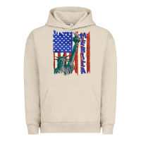 Pigment French Oak usa flag with statue of liberty Urban Hoodie - texasbilliewilder