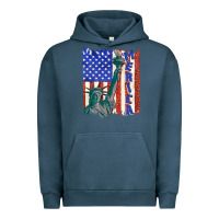 Pigment Midnight Navy usa flag with statue of liberty Urban Hoodie - texasbilliewilder