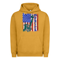 Pigment Peanut Butter usa flag with statue of liberty Urban Hoodie - texasbilliewilder