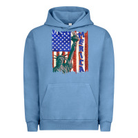 Pigment Pebble Blue usa flag with statue of liberty Urban Hoodie - texasbilliewilder