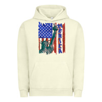 Pigment Pistachio usa flag with statue of liberty Urban Hoodie - texasbilliewilder