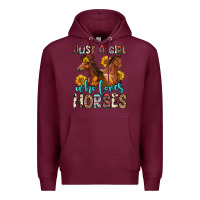 Burgundy just a girl who loves horses Premium Hoodie - Zillion Design Studio