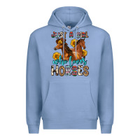 Colony Blue just a girl who loves horses Premium Hoodie - Zillion Design Studio