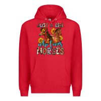 Red just a girl who loves horses Premium Hoodie - Zillion Design Studio
