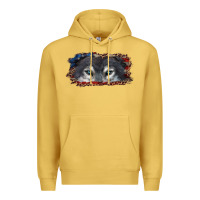 Antique Gold wolf eyes american flag Premium Hoodie - RanaPortraitStore