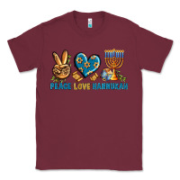 Burgundy Peace Love Hannukah Classic Tee - BundleAndBundleShop