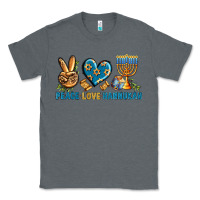 Charcoal Heather Peace Love Hannukah Classic Tee - BundleAndBundleShop