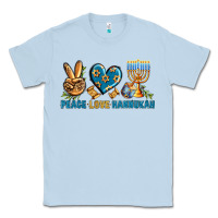 Dusty Blue Peace Love Hannukah Classic Tee - BundleAndBundleShop