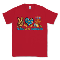 Red Peace Love Hannukah Classic Tee - BundleAndBundleShop