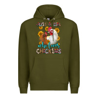 Army Green just a girl who loves chickens Premium Hoodie - Zillion Design Studio
