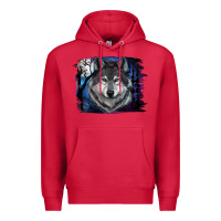 Cardinal wolf and full moon Premium Hoodie - RanaPortraitStore