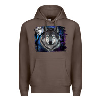 Coffee wolf and full moon Premium Hoodie - RanaPortraitStore