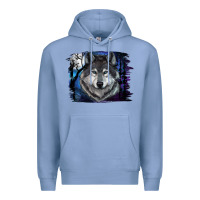Colony Blue wolf and full moon Premium Hoodie - RanaPortraitStore