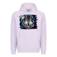 Lilac wolf and full moon Premium Hoodie - RanaPortraitStore