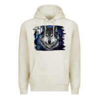Oatmeal Heather wolf and full moon Premium Hoodie - RanaPortraitStore