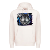 Pale Pink wolf and full moon Premium Hoodie - RanaPortraitStore