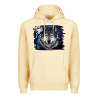 Pina Colada wolf and full moon Premium Hoodie - RanaPortraitStore