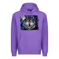 Purple wolf and full moon Premium Hoodie - RanaPortraitStore