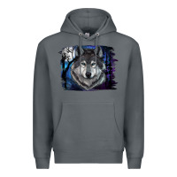 Rock wolf and full moon Premium Hoodie - RanaPortraitStore