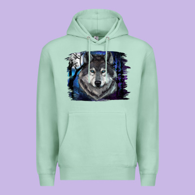 Wolf And Full Moon Premium Hoodie Designed By Ranaportraitstore
