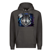 Smoke wolf and full moon Premium Hoodie - RanaPortraitStore