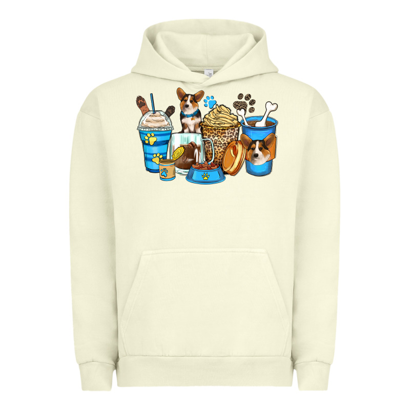 Corgi Coffee Cups Urban Hoodie by Zillion Design Studio | Teevron