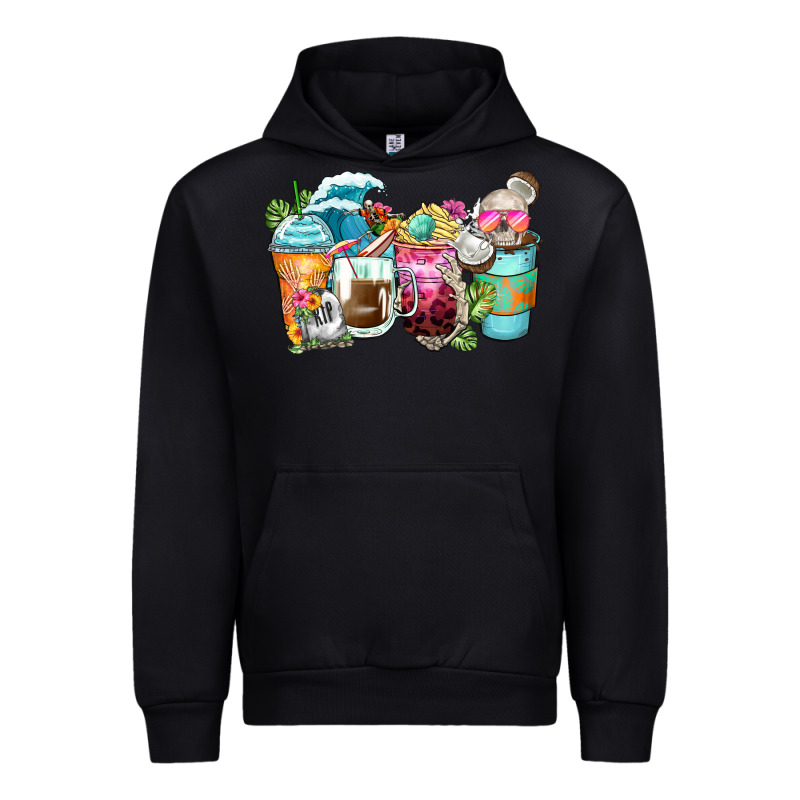 Skeleton Summer Coffee Cups Urban Hoodie by Zillion Design Studio | Teevron