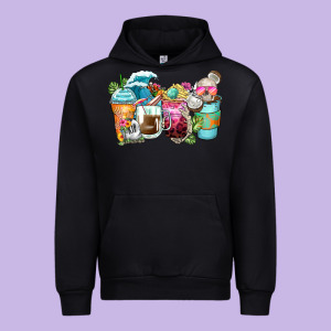 Skeleton Summer Coffee Cups Urban Hoodie Designed By Zillion Design Studio