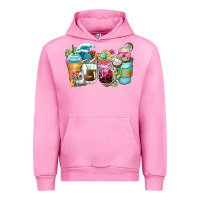 Fuchsia Pink skeleton summer coffee cups Urban Hoodie - Zillion Design Studio
