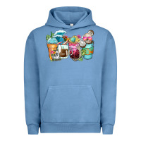 Pigment Pebble Blue skeleton summer coffee cups Urban Hoodie - Zillion Design Studio