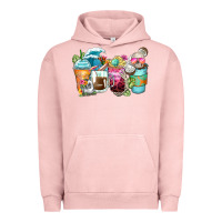 Pigment Salmon skeleton summer coffee cups Urban Hoodie - Zillion Design Studio