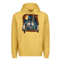 Antique Gold wolf and feathers Premium Hoodie - RanaPortraitStore