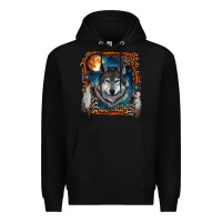 Black wolf and feathers Premium Hoodie - RanaPortraitStore