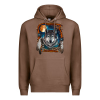 Chestnut wolf and feathers Premium Hoodie - RanaPortraitStore
