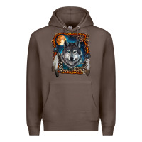 Coffee wolf and feathers Premium Hoodie - RanaPortraitStore