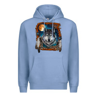 Colony Blue wolf and feathers Premium Hoodie - RanaPortraitStore