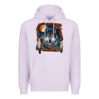 Lilac wolf and feathers Premium Hoodie - RanaPortraitStore