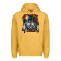 Mustard wolf and feathers Premium Hoodie - RanaPortraitStore