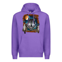 Purple wolf and feathers Premium Hoodie - RanaPortraitStore